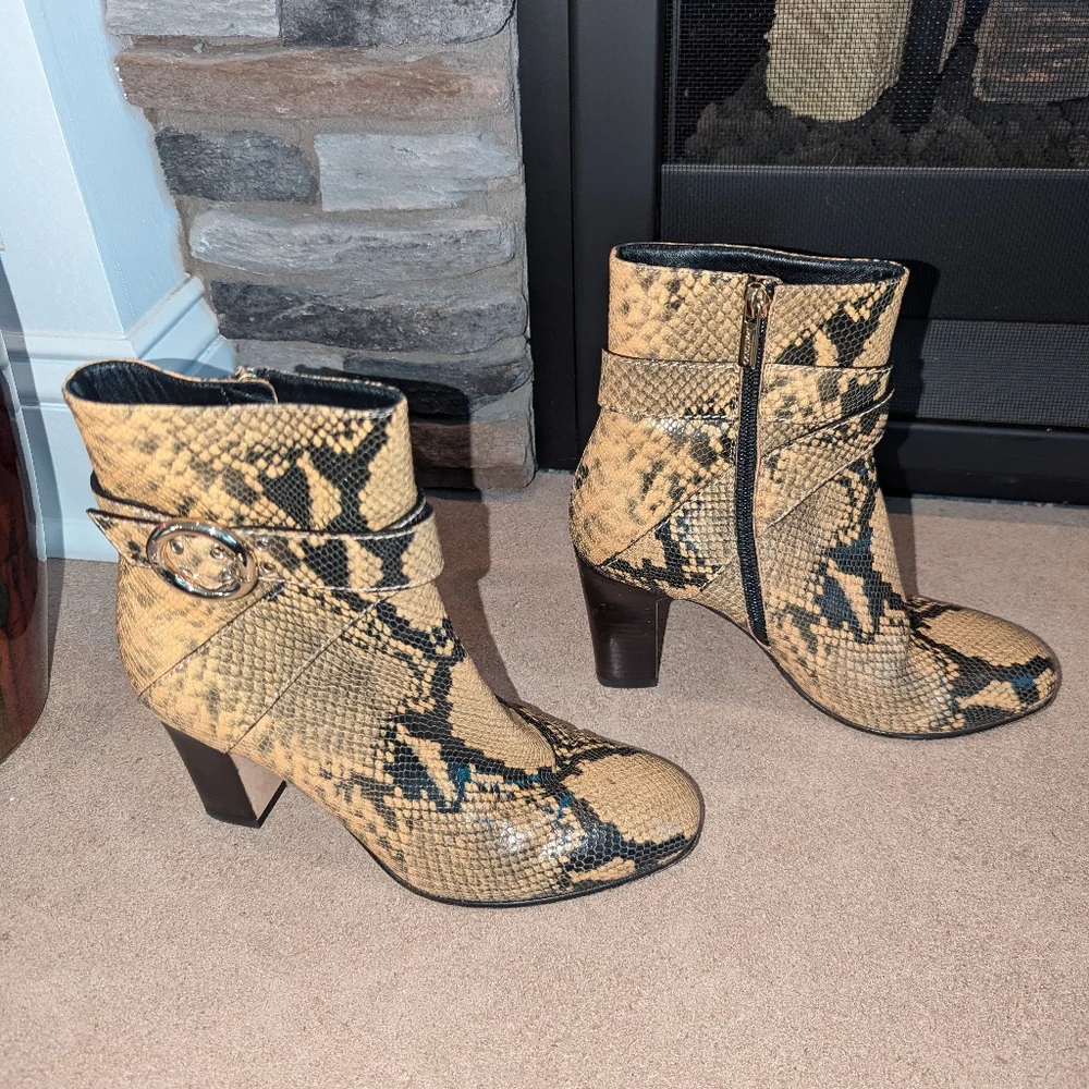 Jimmy Choo - Blanka 85 leather ankle boots in Dijon snake print size 37 (US 7)